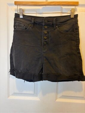 KanCan Washed Black High-Rise Button-Front Denim Shorts